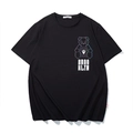 Men's loose black cotton t-shirt featuring geometric bear graphic and Brooklyn print - XL / Black