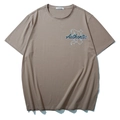 T-shirt marron clair ample avec imprimé Authentic et lettre N sur la poitrine - Café Clair