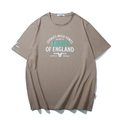 Brown oversized cotton T-shirt with graphic print and lettered designs on front - Light Coffee