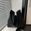 Minimalist black leopard print hobo tote bag with a textured canvas finish and integrated strap - Black Leopard Style / Black