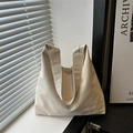 Minimalist off-white tote bag in matte PU leather with wide handles for daily commute - Off-White Solid Style / White