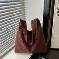 Deep red tote bag with subtle leopard pattern and wide handle in hobo style - Wine Red Leopard Style / Red