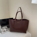 Bolso tote grande de moda en cuero marrón café con estampado FASHION & BAGS - Marrón
