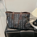 Sac seau rétro gris avec imprimé ours et petit porte-monnaie rond pour femme - Noir