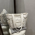 Minimalistische weiße Oxford-Stoff-Einkaufstasche mit mehreren Taschen und großem Volumen - Weiß