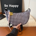 Sac bandoulière à damier avec imprimé étoiles et pendentif étoile jaune vif - Avec Pendentif / Noir