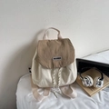 Mochila moderna de nailon y lona para mujer en color beige y caqui con logo - Caqui