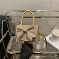 Sac bandoulière pailleté champagne à la mode doté d'un grand nœud décoratif élégant - Doré