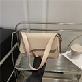 Minimalist beige crossbody bag with rounded flap and wide strap in soft matte texture - Khaki