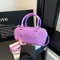 Chic purple mirror finish jelly handbag with top handles and adjustable crossbody strap - Purple