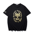 T-shirt noir surdimensionné pour homme avec imprimé aigle doré et design gothique - M / Noir