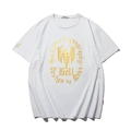 T-shirt blanc en coton surdimensionné avec grand motif vintage d'aigle doré et typographie - M / Blanc