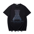Oversize Herren T-Shirt in Schwarz mit geometrischem Tier-Motiv aus glitzernden Strass - XL / Schwarz (Bär mit blauem Strass)