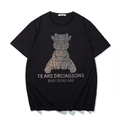 Übergrößen Herren T-Shirt in Schwarz mit funkelndem Strass Bären Motiv aus Baumwolle - XL / Schwarz (Bär mit silbernem Strass)