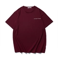 Oversized burgundy t-shirt for men with silver font print and loose cotton fit - 10XL / Wine Red
