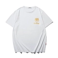 White oversized cotton t-shirt featuring golden tiger head logo and chest print - M / White