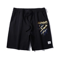 Short de sport noir ample pour homme avec imprimé ELEPHANTS doré et taille à cordon - 2XL / Noir