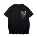 T-shirt noir grande taille pour homme avec imprimé graffiti urbain et motifs d'étoiles - 7XL / Noir