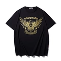 Übergroßes schwarzes Baumwoll-T-Shirt für Herren mit großem goldenem Adler-Emblem - M / Schwarz