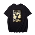 Men's loose black cotton t-shirt featuring a golden deer head graphic and lettering - M / Deer Head Print Style (T6188) / Black