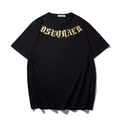 Übergroßes schwarzes Baumwoll-T-Shirt mit markantem goldenem Gothic-Print auf der Brust - M / Schwarz