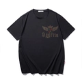 Oversized black cotton T-shirt featuring a gold crown emblem and gothic lettering - XL / Black