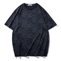 Camiseta de hombre holgada de secado rápido con estampado camuflaje geométrico negro - 3XL / Negro