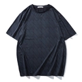 Herren Sport T-Shirt in Dunkelblau mit geometrischer Jacquard-Struktur und Rundhals - 3XL / Schwarz