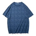 Dunkelblaues Herren Sport-T-Shirt, schnelltrocknend mit geometrischem Muster und Rundhals - 3XL / Dunkelblau