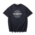 Dunkelgraues Oversized-T-Shirt mit Marmortextur und geometrischem Grafikdruck - 3XL / Schwarz