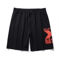 Lockere schwarze Herren-Sportshorts mit rotem Grafikprint und verstellbarem Kordelzugbund - XL / Nur Hose / Schwarz