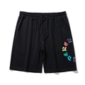 Lockere schwarze Herren-Jogging-Shorts mit buntem Gothic-Schriftzug und Tunnelzugband - XL / Nur Shorts