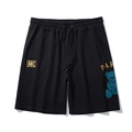 Pantalones cortos negros holgados para hombre con cordón, estampado de oso y logo - XL / Negro