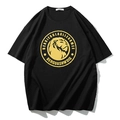 Black oversized T-shirt with golden lion head graphic print on a soft cotton fabric - M / Golden Lion Head Style (T6185) / Black