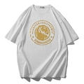 White oversized cotton T-shirt with gold lion head foil print and crew neck - M / Golden Lion Head Style (T6185) / White