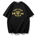 Oversized black cotton T-shirt featuring a yellow tiger graphic and street style text - M / Roaring Tiger Style (T6186) / Black