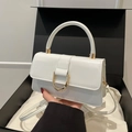 Bolso de hombro blanco elegante con hebilla de herradura dorada en caja regalo - Blanco