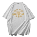 White short sleeve T-shirt with gold tiger shield print in a loose fit oversized style - M / Roaring Tiger Style (T6186) / White