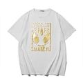 White oversized t-shirt featuring golden deer silhouette and letter print on chest - M / Deer Head Print Style (T6188) / White