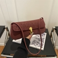 Borsa a spalla marrone rossiccio effetto leopardo con fibbia dorata e stile vintage - Rosso