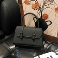 Chic black mini crossbody bag with crosshatch texture and stylish chain strap - Black