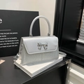 Borsa a tracolla argento con chiusura a fiocco metallico su libri decorativi - Argento