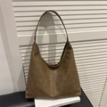 Sac hobo marron minimaliste avec texture plissée rétro et grande capacité de rangement - Sable