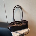 Bolso bandolera pequeño de ante negro retro con elegante hebilla de metal dorado - Negro