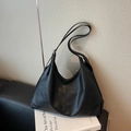 Sac fourre-tout minimaliste en similicuir noir avec couture verticale élégante - Noir