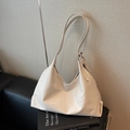 Grand sac cabas blanc cassé minimaliste avec bandoulières réglables en similicuir souple - Blanc Cassé