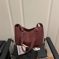 Large dark red leopard print shoulder bag with adjustable strap and golden hardware - Red