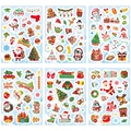 6 Blatt Weihnachtsaufkleber mit Weihnachtsmann, Schneemann und Rentier Motiven - 1 Blatt