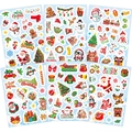 Detailansicht von 6 Blättern mit Weihnachtsmann-, Rentier- und Schneemann-Aufklebern - 6 Blatt
