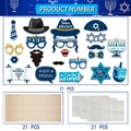 Vista detallada del set de 21 accesorios para fotos de Hanukkah con palos y pegamento - Juego de Hanukkah (6090879523998)